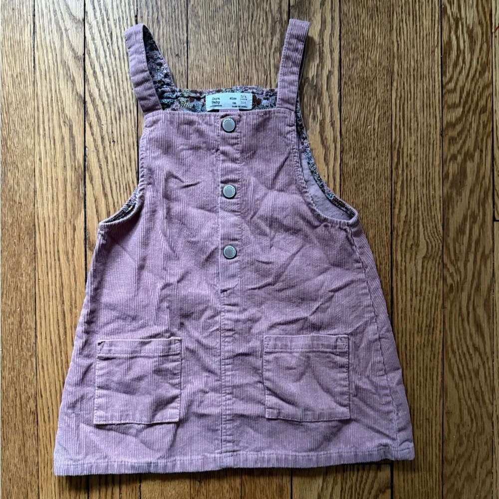 Zara Pink Corduroy Jumper Dress - Size 3 / 4